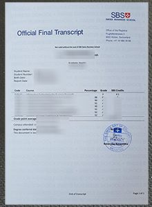 SBS Swiss Business School Transcript