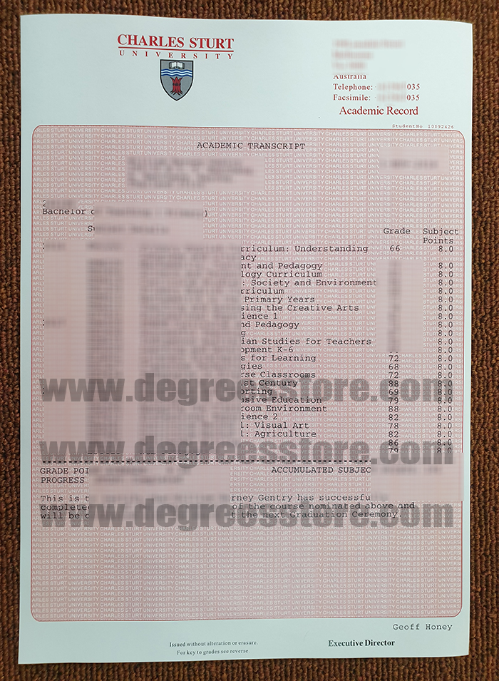 Charles Sturt University transcript Charles Sturt University transcript