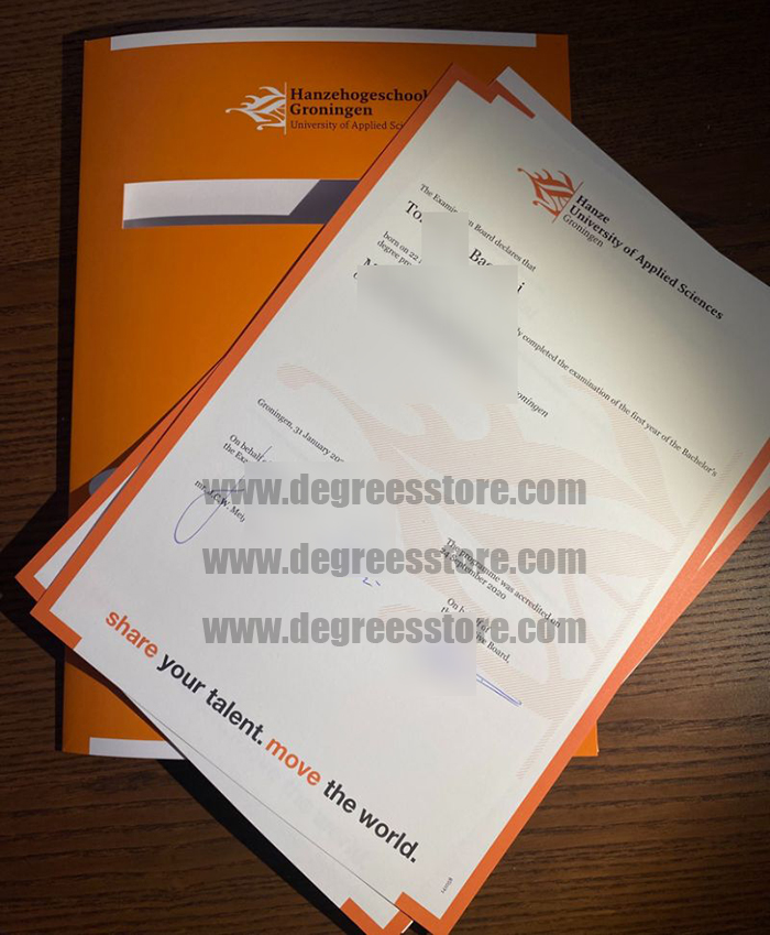 Hanzehogeschool Groningen diploma and cover Hanzehogeschool Groningen diploma and cover