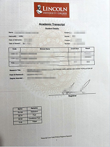 Lincoln University College transcript sample