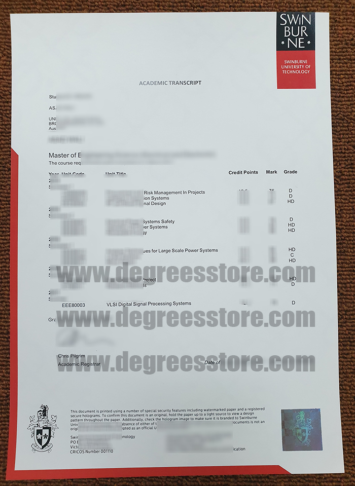 Swinburne University of Technology transcript Swinburne University of Technology transcript