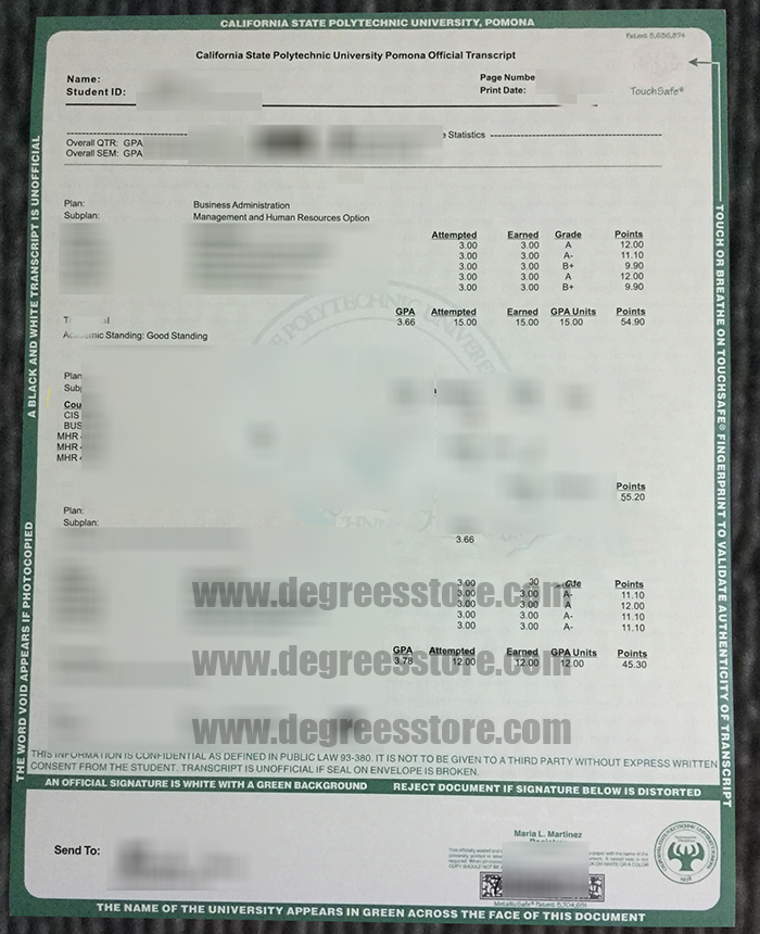 Cal Poly Pomona transcript Cal Poly Pomona transcript