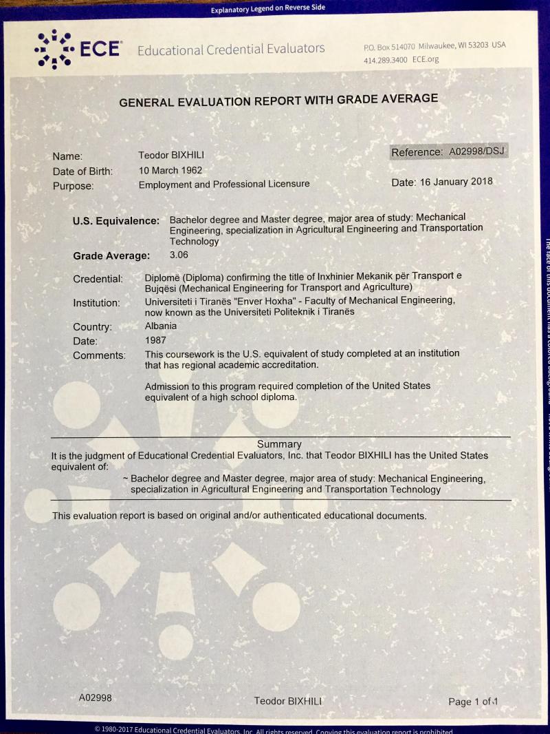ECE Evaluations certificate ECE Evaluations certificate sample