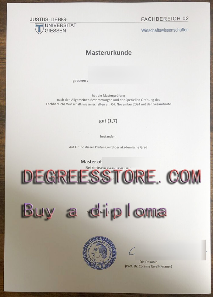Justus-Liebig-Universität Gießen Urkunde