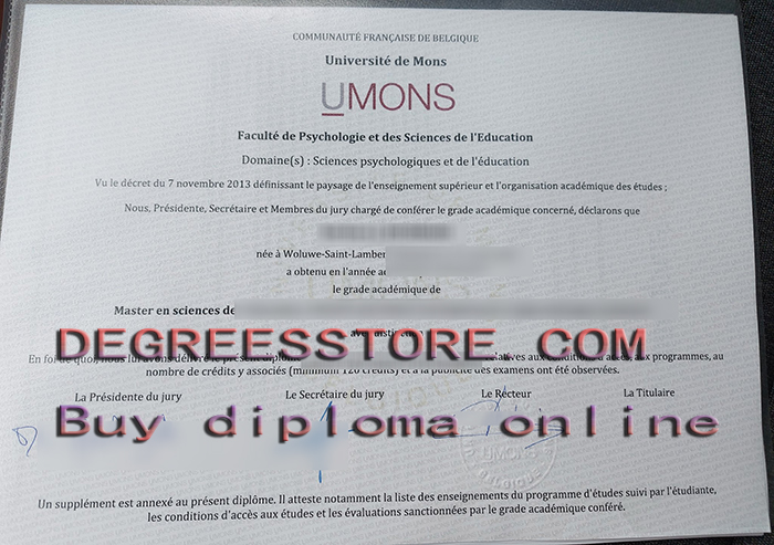 Université de Mons diploma Université de Mons diploma
