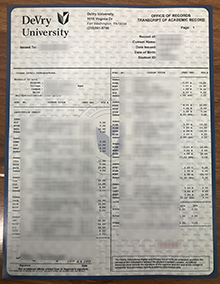 DeVry University transcript