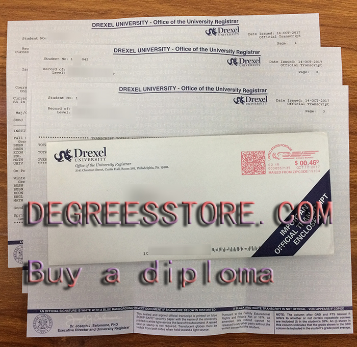 Drexel University transcript