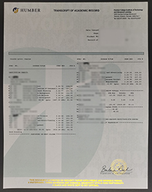Humber Polytechnic transcript sample