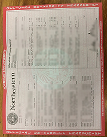 Northeastern University transcript sample