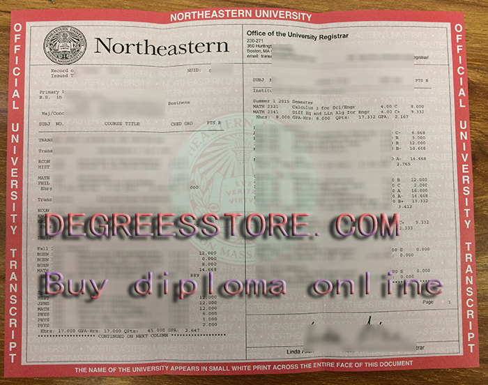 Northeastern University transcript