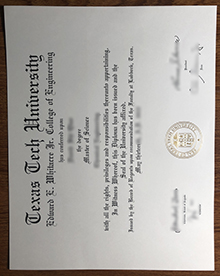 Texas Tech University diploma sample