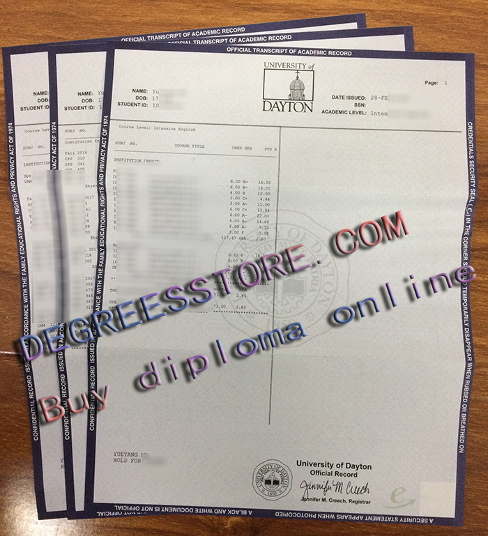 University of Dayton transcript University of Dayton transcript