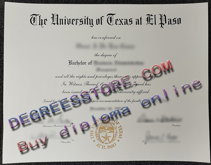 University of Texas at El Paso (UTEP) diploma