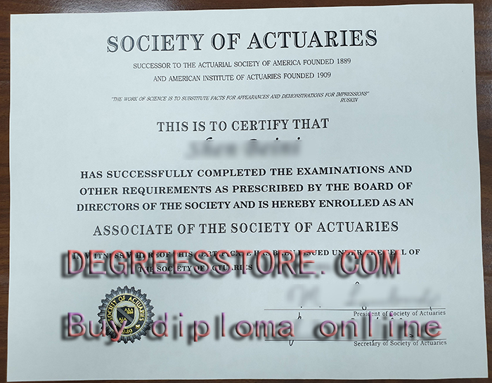 Associate of the Society of Actuaries (ASA) Certificate Associate of the Society of Actuaries (ASA) Certificate
