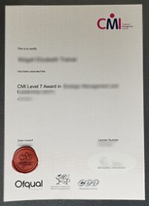 CMI level 7 Award certificate sample
