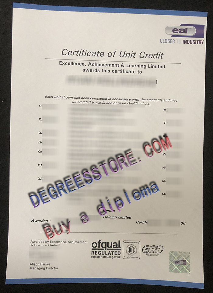 EAL certificate of Unit credit EAL certificate of Unit credit