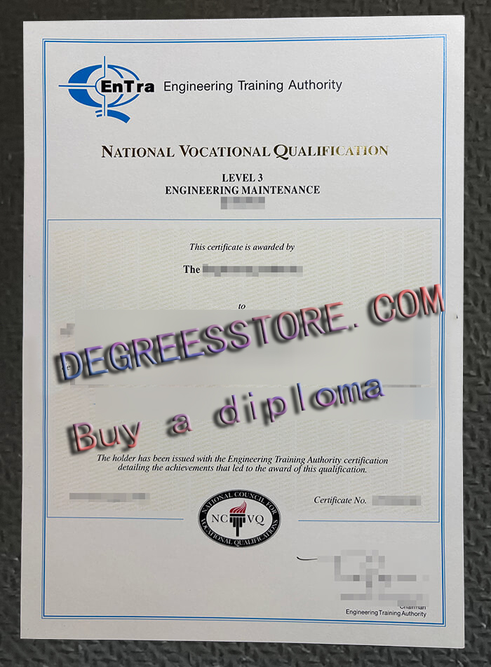 Entra NVQ Level 3 certificate Entra NVQ Level 3 certificate