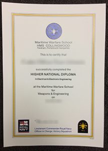 HMS Collingwood diploma sample