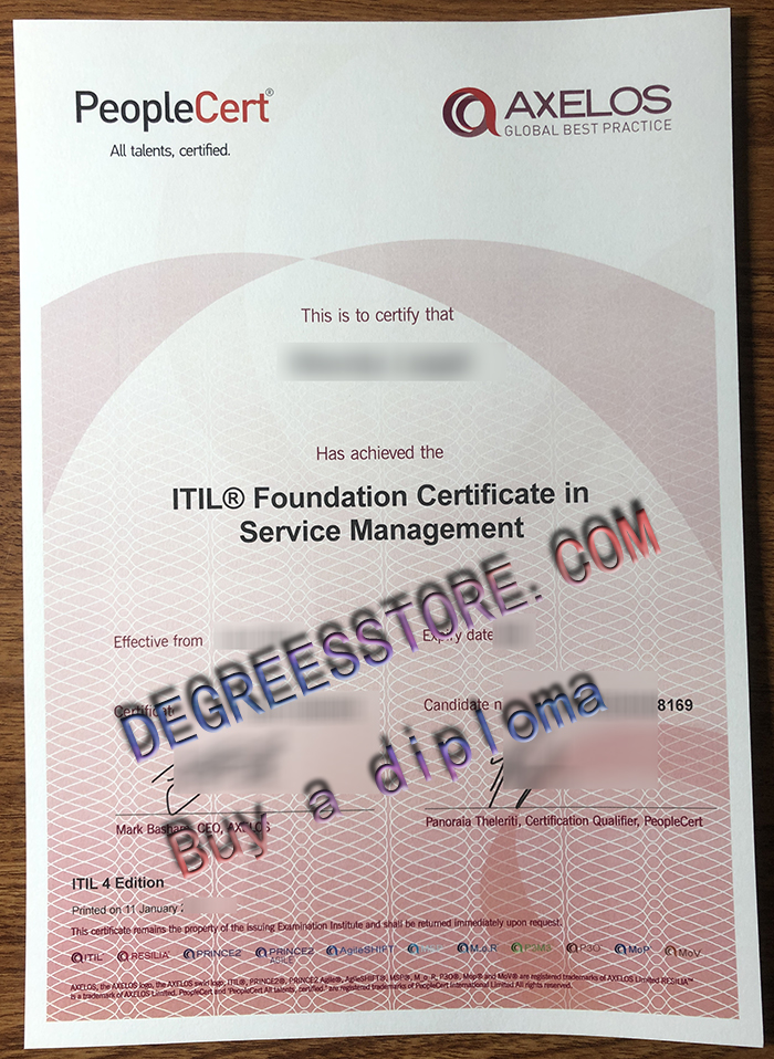 ITIL®4 Foundation certificate ITIL®4 Foundation certificate