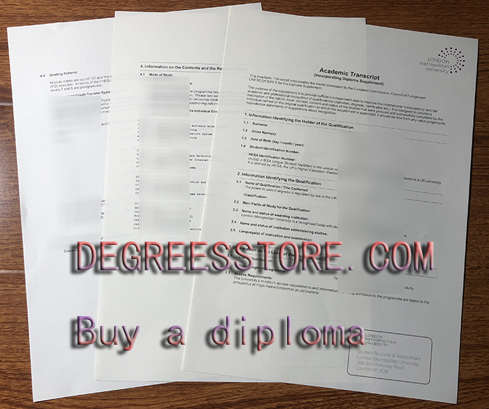 London Metropolitan University Academic Transcript London Metropolitan University Academic Transcript